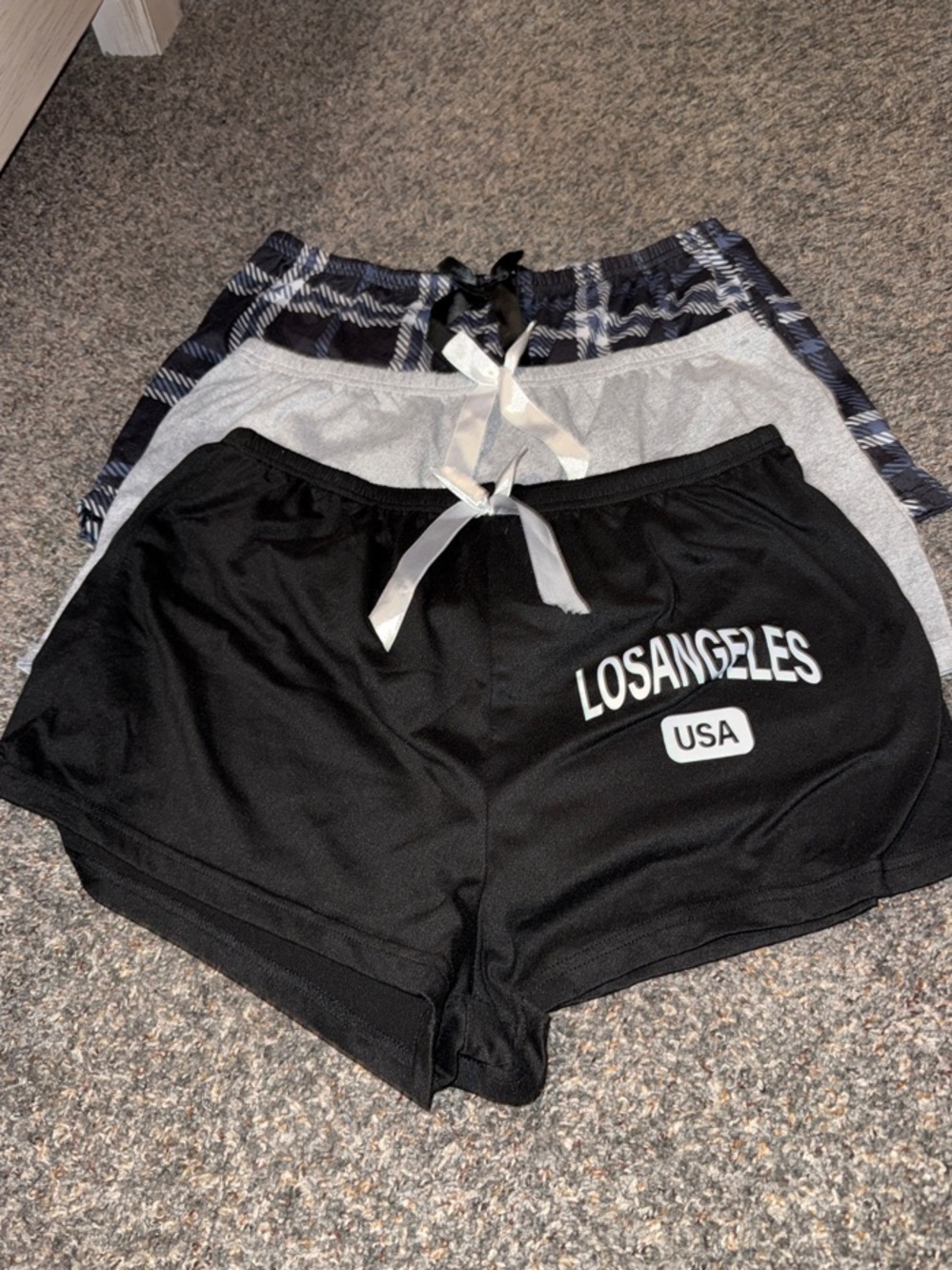 SHEIN Black, Gray & Navy Three-Piece Lounge Short Set